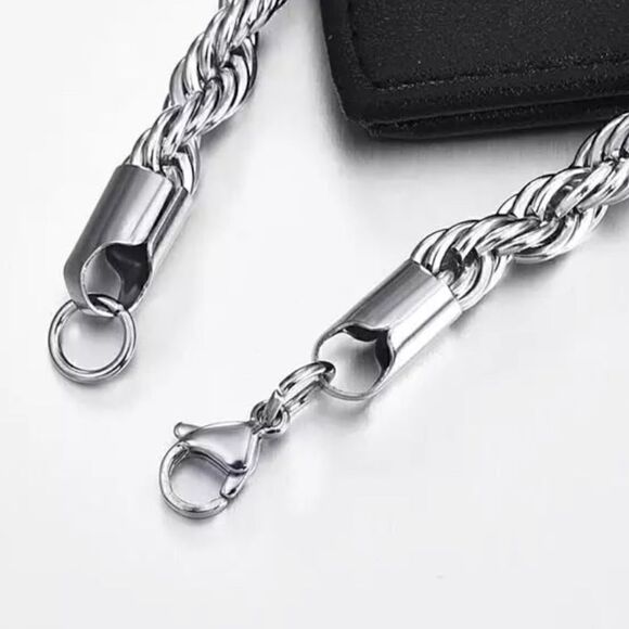 💗 Classic s 5mm Rope Silver Chain Necklace 22inch - Picture 3 of 6